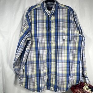 Twenty X 20X Long Sleeve Cotton Button Down Shirt Mens‎ XLarge Blue Plaid